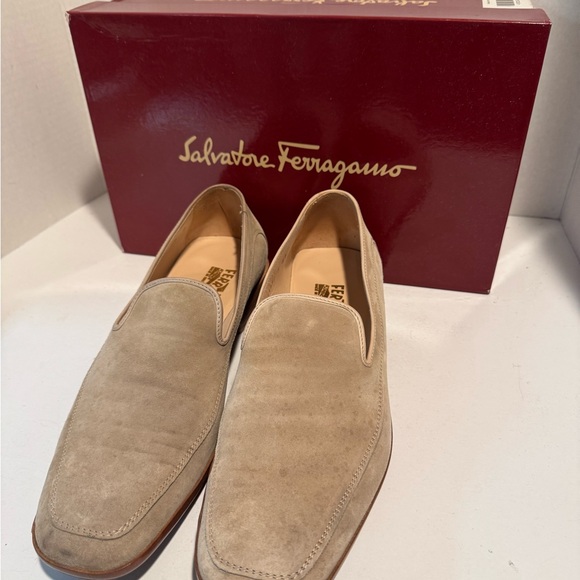 Salvatore Ferragamo Men\'s Beige Suede Slip-Ons main image 7